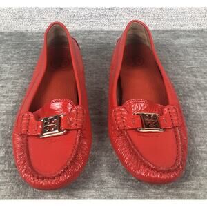 Tory Burch Kendrick Red Leather Driving Loafers Shoes Womens Size 8.5 M